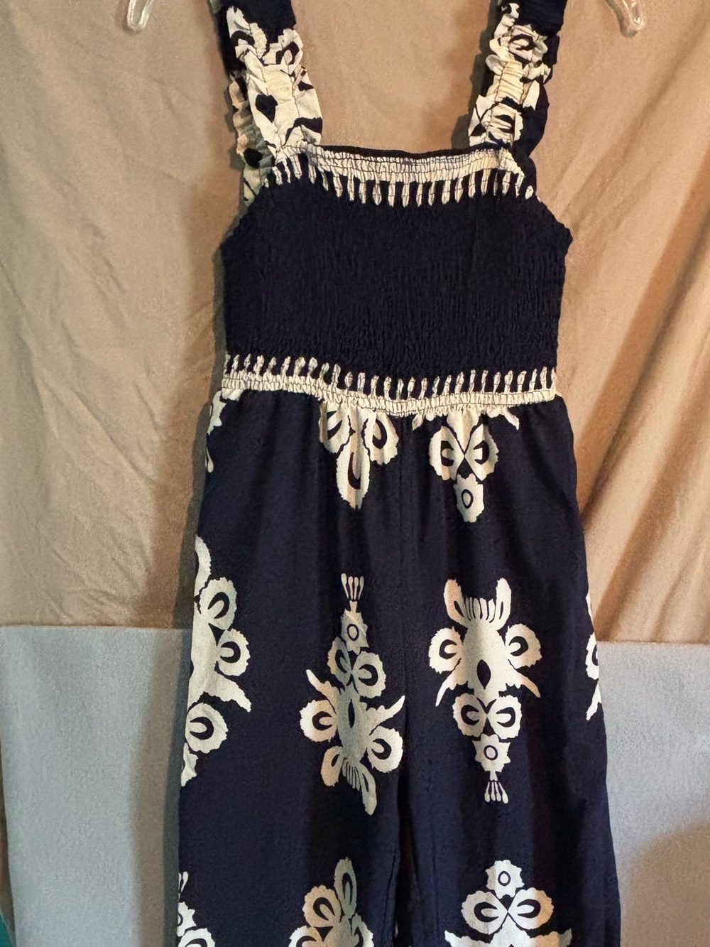 SHEIN Maxi Boho Medallion Print Wide Leg Jumpsuit, Smocked Bodice Palazoo Romper